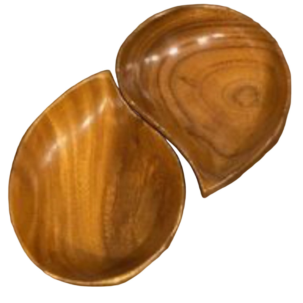 vintage set of 2 monkey pod wood bowls nutcandy bowl retro organic leaf waikiki